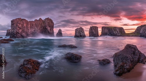 Coastal Rock Formations at Sunset Dramatic Seascape