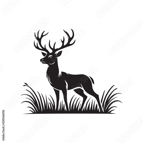 Deer animal family silhouettes fawn