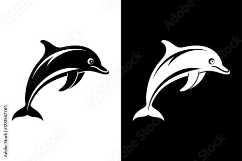 Dolphin icon vector on White Background ,Vector Art Illustration on white background.