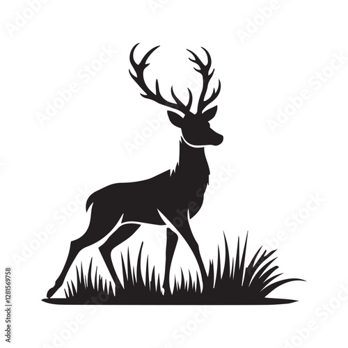 Deer animal family silhouettes fawn