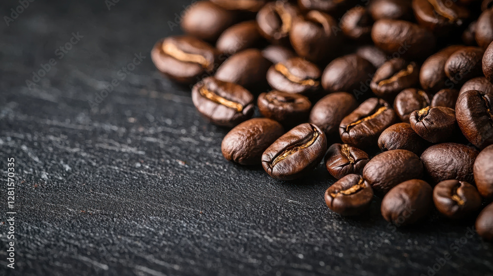 Fresh roasted coffee beans with rich texture and aroma Fresh roasted coffee beans with rich texture and aroma