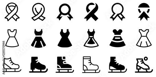 Wallpaper Mural Elegant Ribbon, Dress, and Ice Skating Vector Icon Set Torontodigital.ca
