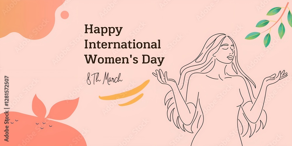 Women's day creative banner ,flat illustration generated by AI Women's day creative banner ,flat illustration generated by AI
