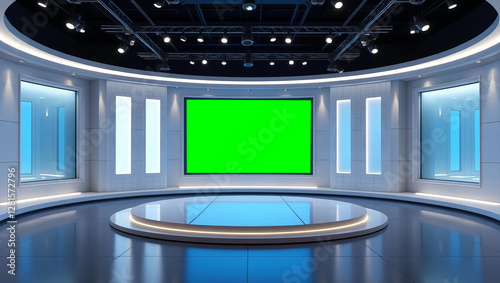 News Studio, Backdrop For TV Shows .TV On Wall.3D Virtual News Studio Background