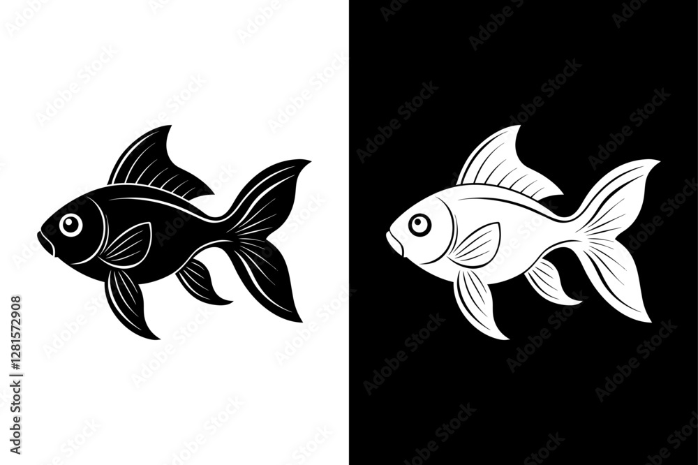 Fototapeta premium Goldfish icon vector on White Background ,Vector Art Illustration on white background.