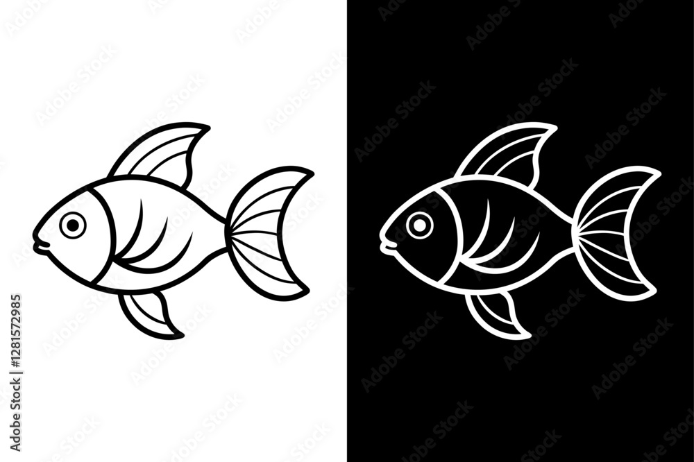 Fototapeta premium Goldfish icon vector on White Background ,Vector Art Illustration on white background.