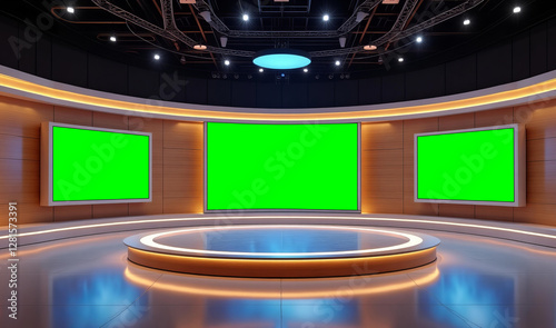 News Studio, Backdrop For TV Shows .TV On Wall.3D Virtual News Studio Background