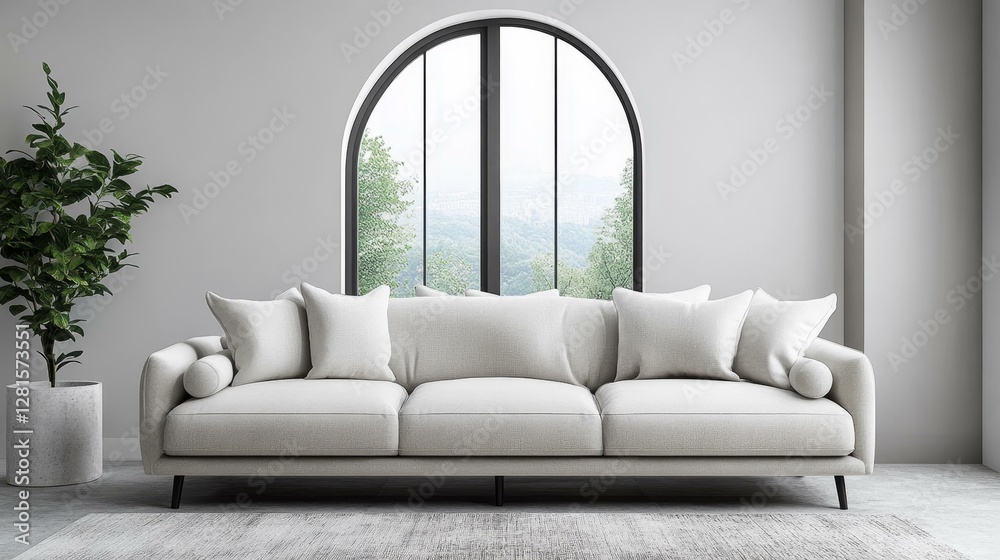 Fototapeta premium Modern Minimalist Living Room Interior Design