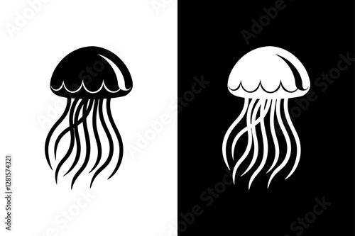 Jellyfish icon vector on White Background ,Vector Art Illustration on white background.