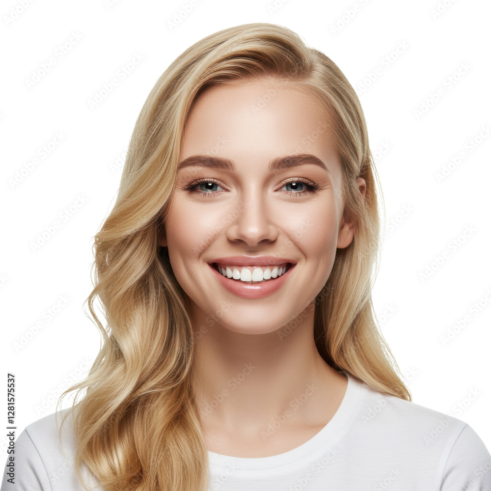 Smiling blonde woman with beautiful face isolated on White background Smiling blonde woman with beautiful face isolated on White background