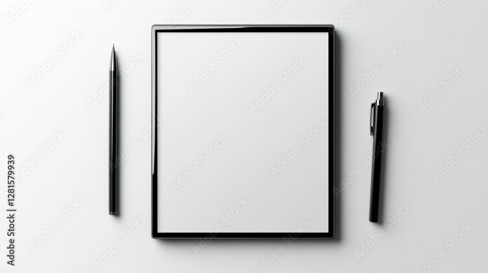 Blank paper and pen on white background, a for creativity ideas Blank paper and pen on white background, a for creativity ideas