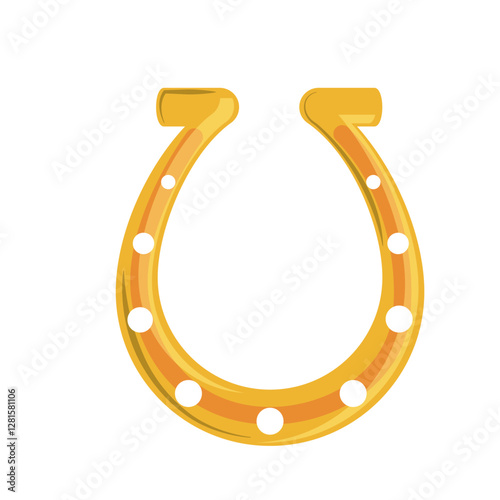 Golden Horseshoe Vector Illustration Representing Luck, Fortune, and Good Luck Symbol in Flat Design Style