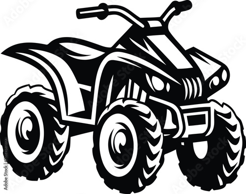 Modern ATV Quad bike silhouette vector illustration, ATV Quad bike line art isolated vector icon design
