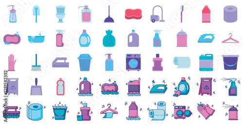 Set of cleaning vector icons with white background