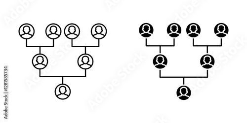 family tree Icon set. Symbol isolated white background. vector illustration. color editable.