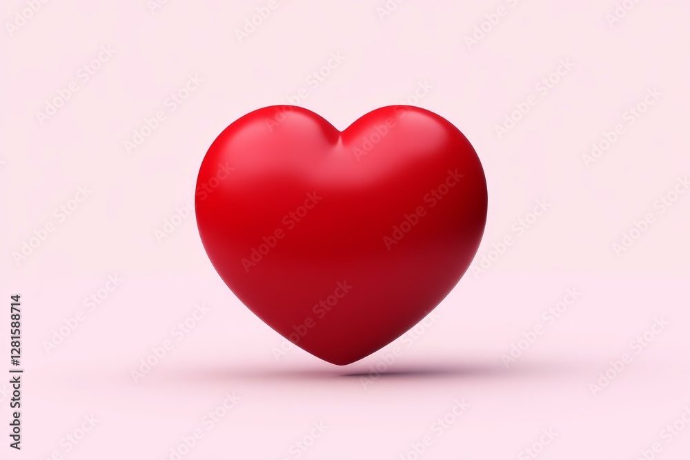 3D Red Heart on Pink Background 3D Red Heart on Pink Background