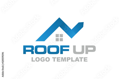 house home roof mortgage real estate ribbon logo style vector icon