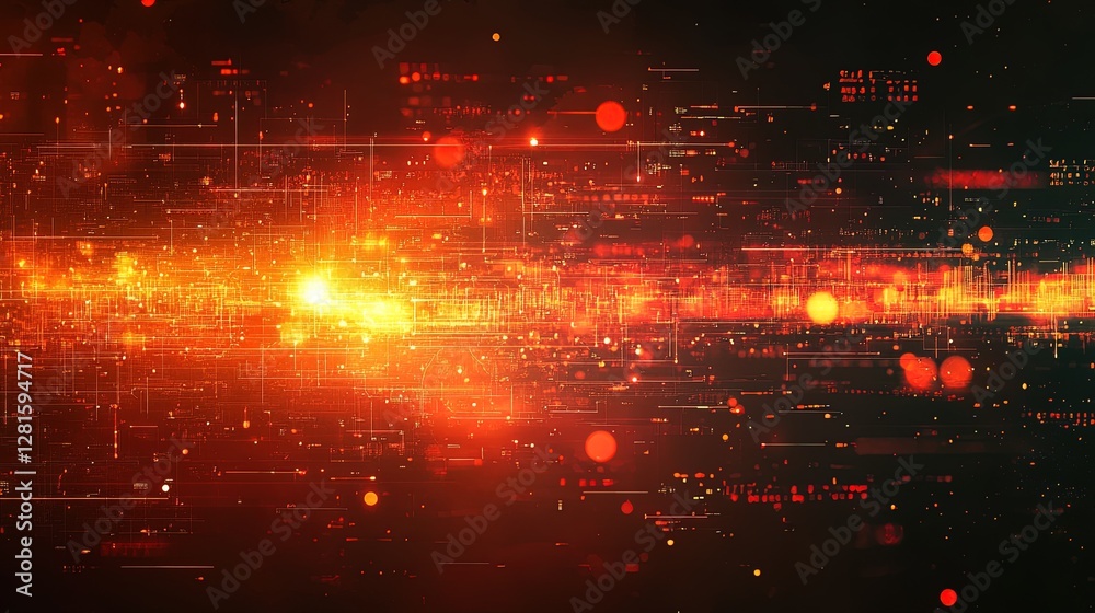 Obraz premium Digital technology abstract design with glowing tech lines, network connections, and data flow patterns