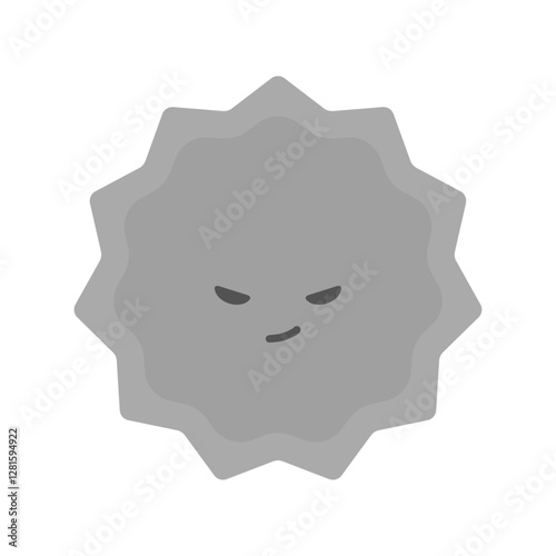 ニヤリと笑っているグレーのギザギザした形の菌やウイルス･ハウスダスト、悪い考えのイメージ素材