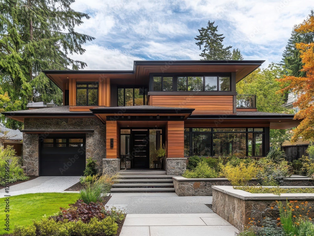 A Modern Contemporary House Shows an Exterior Structure A Modern Contemporary House Shows an Exterior Structure