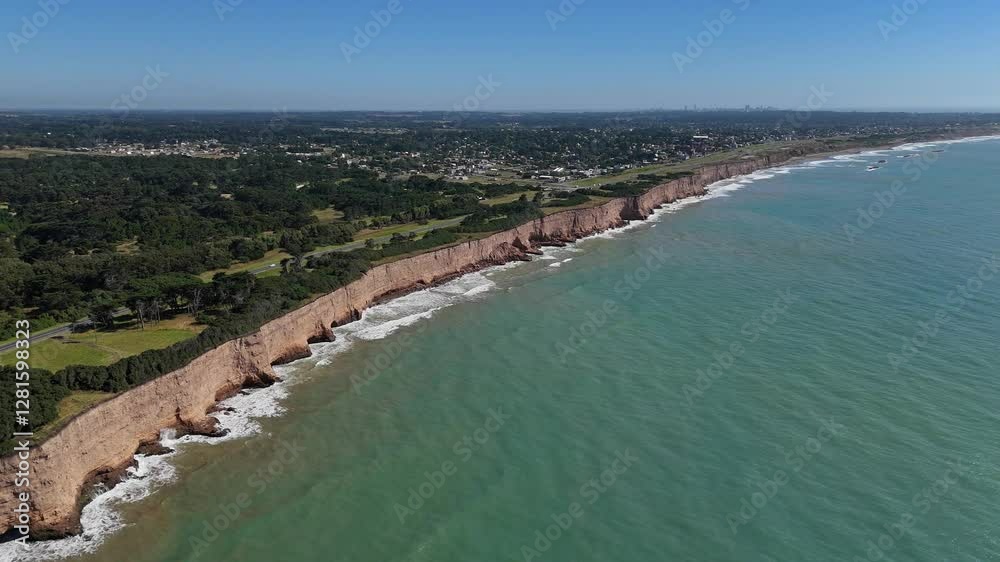 Aerial view of Barranca De Los Lobos coastal cliffs in Argentina Aerial view of Barranca De Los Lobos coastal cliffs in Argentina