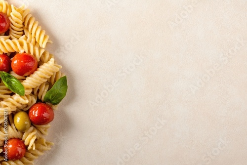 Delicious pasta dish featuring colorful cherry tomatoes and fres