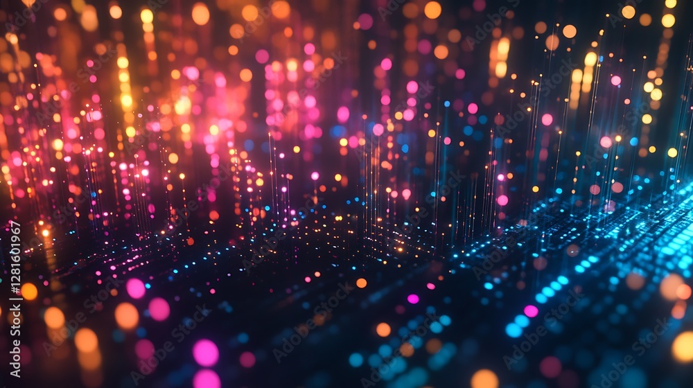 Fototapeta premium Abstract Colorful Lights Digital Data Visualization