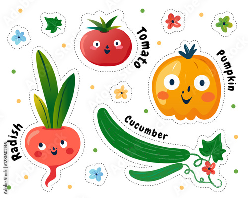 Cartoon cute characters face. Vector