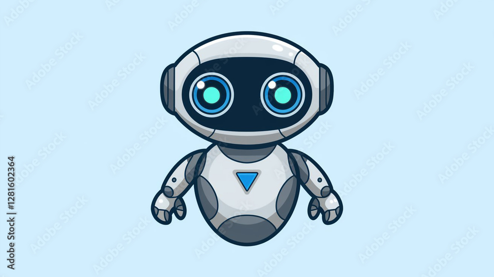 Cute Robot Character Friendly Digital Avatar Cartoon Bot Technology Icon Futuristic Cute Robot Character Friendly Digital Avatar Cartoon Bot Technology Icon Futuristic