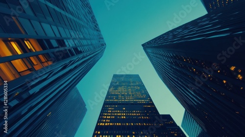 Wallpaper Mural Skyscrapers at Dusk Cityscape Evening View Torontodigital.ca