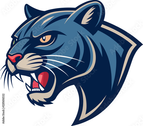 black panther head logo mascot illustration on white