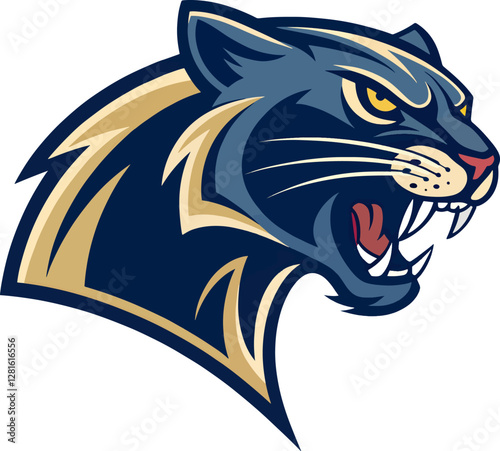black panther head logo mascot illustration on white
