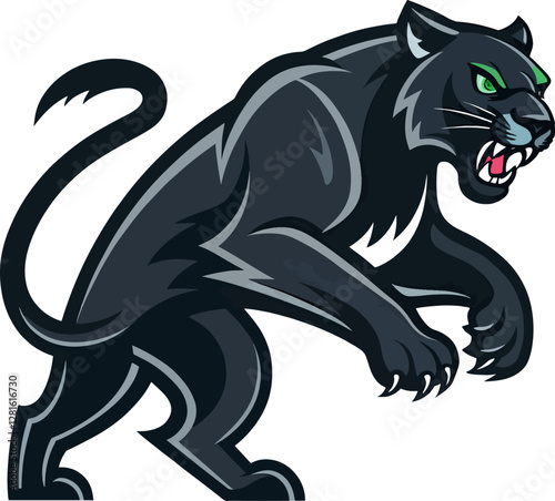 black panther head logo mascot illustration on white