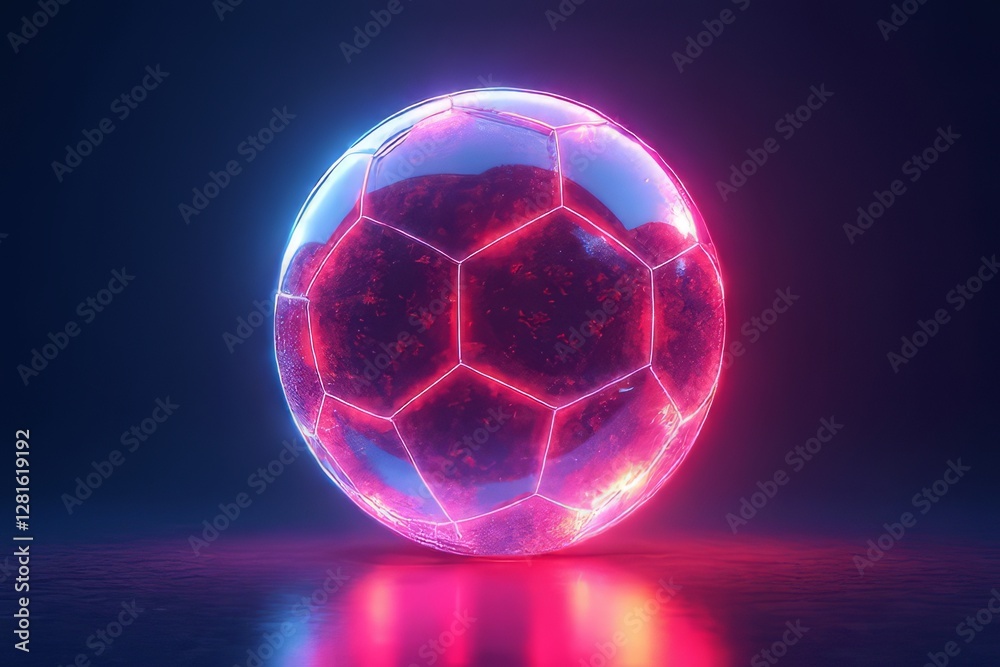 Fototapeta premium Futuristic Neon Soccer Ball in Vibrant Colors