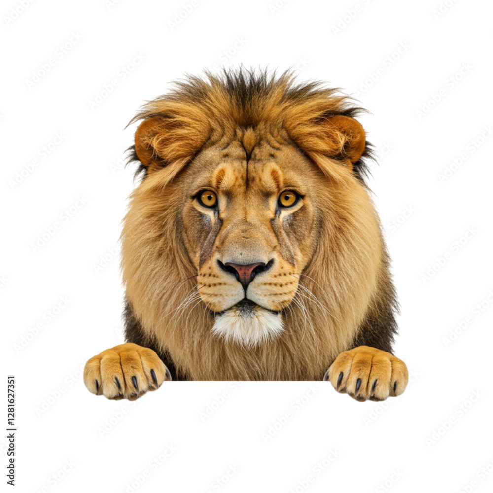 Lion Peeking Over a Blank Sign
Lion Peeking Over a Blank Sign