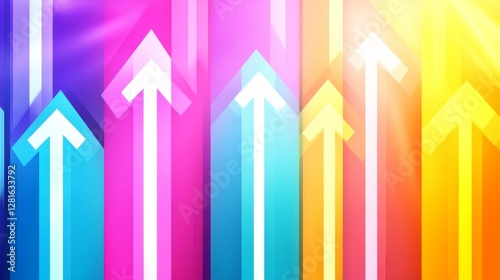 Ascending Arrows of Vibrant Hues - Abstract symbolizing growth, progress, success, ambition, and upward movement. A vibrant and colorful design