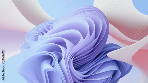 Wallpaper Mural Abstract Colorful Folds in Soft Pastel Shades with Flowing Motion. A visually captivating abstract composition featuring vibrant pastel folds forming dynamic curves, invoking creativity and fluidity.  Torontodigital.ca