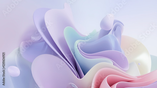 Wallpaper Mural Abstract Colorful Folds in Soft Pastel Shades with Flowing Motion. A visually captivating abstract composition featuring vibrant pastel folds forming dynamic curves, invoking creativity and fluidity.  Torontodigital.ca