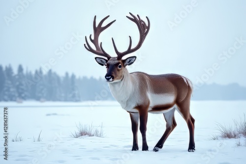 Wallpaper Mural Majestic Reindeer in Snowy Landscape Torontodigital.ca