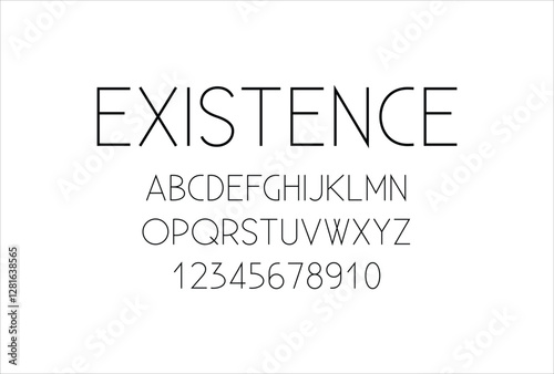 Existence font for logo and headline. Isolated vector typeset