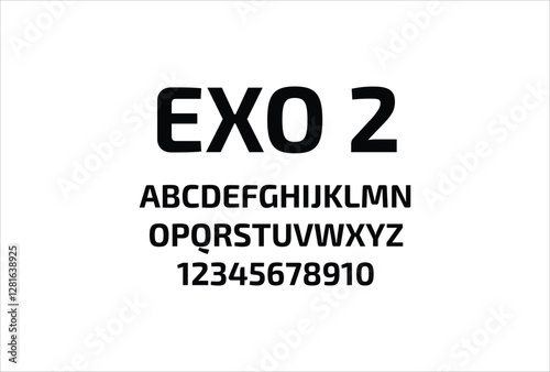 Exo 2 font for logo and headline. Isolated vector typeset