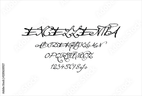 Excellentia font for logo and headline. Isolated vector typeset