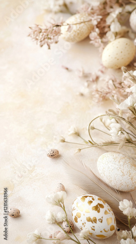 Wallpaper Mural Easter eggs with delicate blossoms and soft light, perfect springtime background Torontodigital.ca