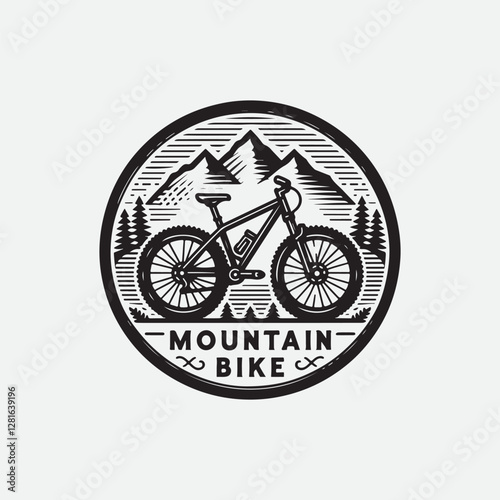 Mountain bike line art logo. mountain bike cycling vector vintage illustration. minimalist bicycle icon logo