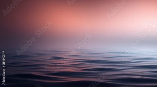 Gentle ocean waves roll under a dreamy pink and purple sky, creating a serene and calming seascape.