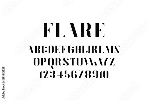 Flare font for logo and headline. Isolated vector typeset