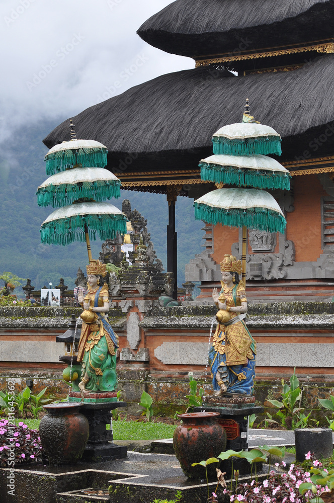 Pura Ulun Danu Beratan temple balinese hindu temple on a Bedugul lake in Bali, Indonesia