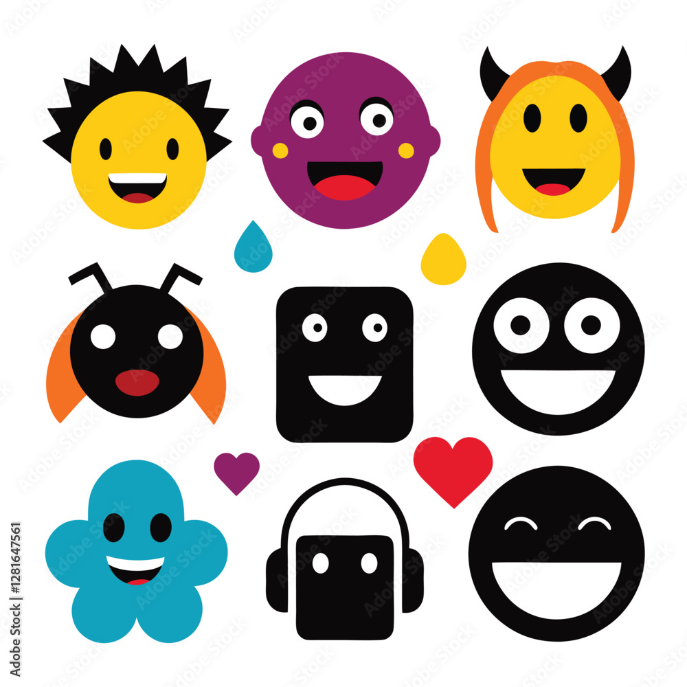 Collection of Colorful and Expressive Emojis Collection of Colorful and Expressive Emojis