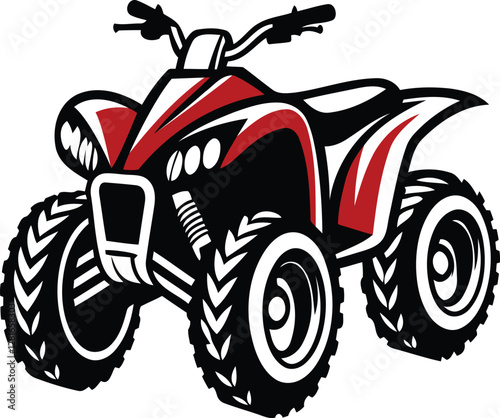 Modern ATV Quad bike silhouette vector illustration, Colorful ATV Quad bike line art isolated vector icon design