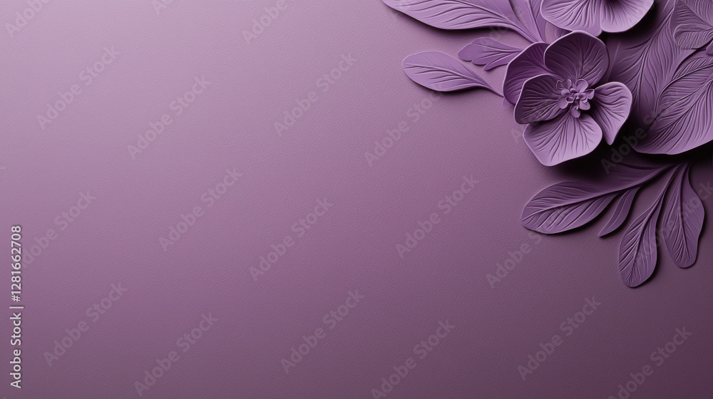 Naklejka premium Soft lavender floral design with elegant leaves and petals